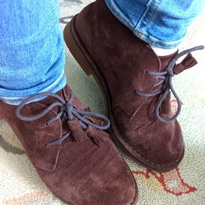 NWOT Hush Puppies Cyra Catelyn 100% suede booties with tassel laces size 7